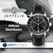 Zeppelin 100 Years Chrono Quartz watch 42mm S/Steel case 5ATM Black dial 7674-2