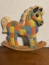 Vintage 1985 Frankies Designs Foam Patchwork Rocking Horse Wall Hanging Nursery