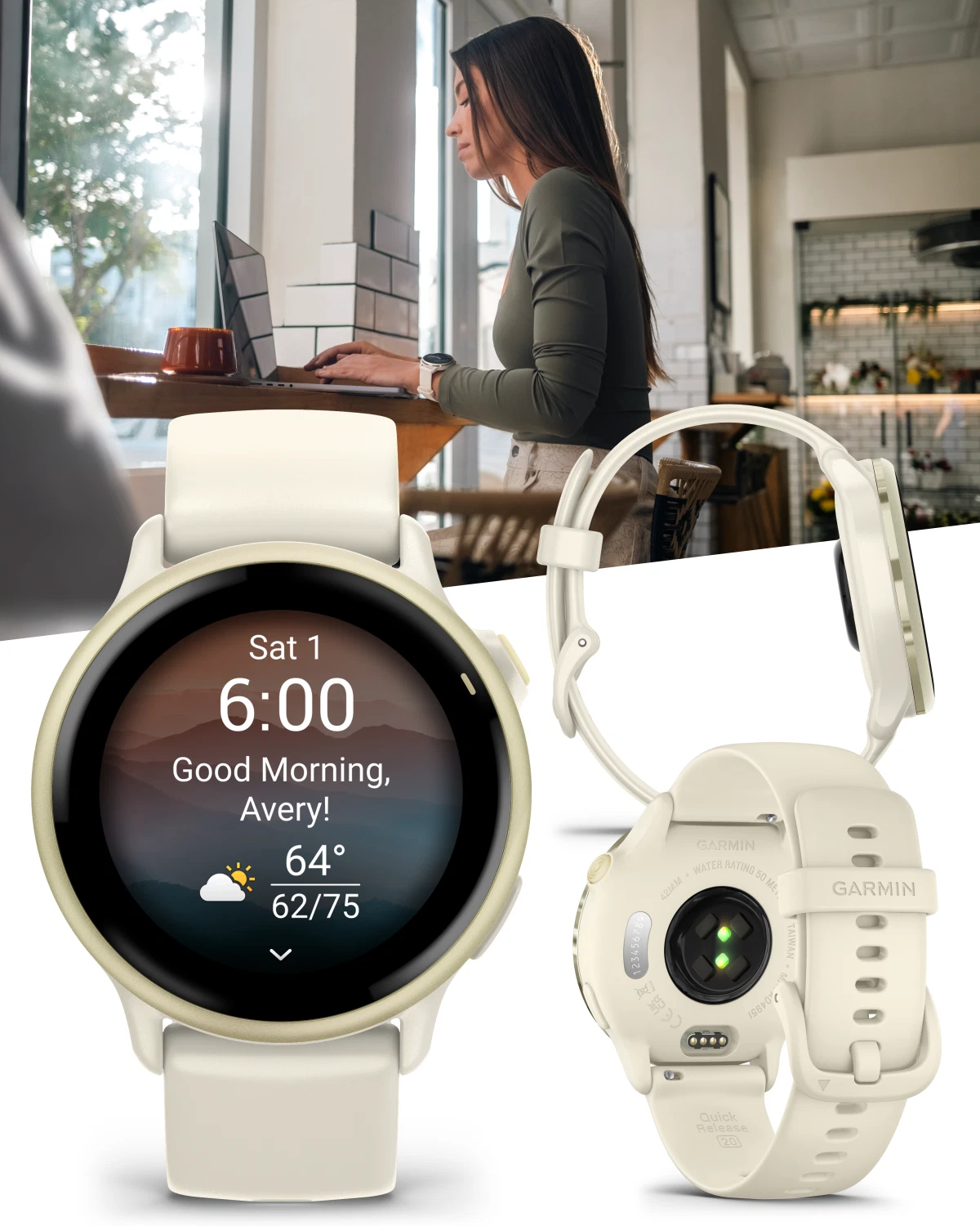 Garmin Vivoactive 6 Health & Fitness GPS Smartwatch AMOLED Bone w 