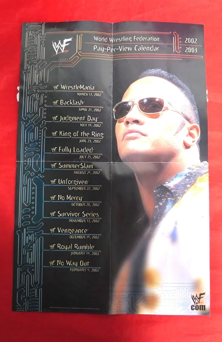 WWF Pay-Per-View Calendar 2002-03 Poster W The Rock | eBay