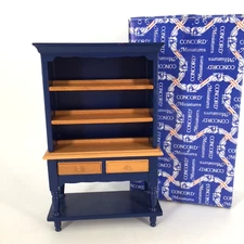 Vintage Bennington Hutch Oak & Country Blue. 1:12. Concord NOS