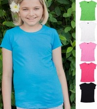 Girls Kids Plain Cotton BLACK WHITE PINK LAVENDER TURQOISE GREEN T-Shirt Tshirt