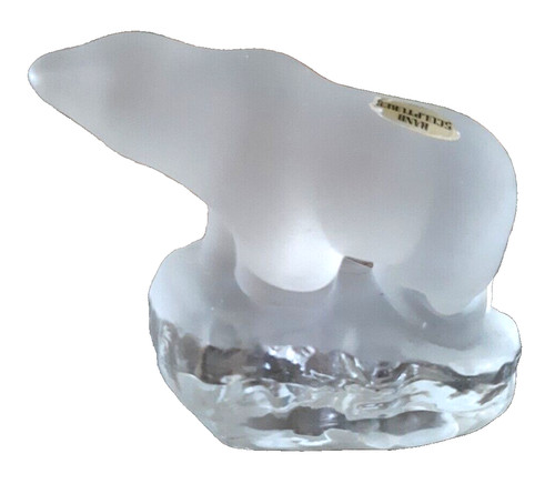 Vintage Hand Sculpted Frosted Glass Polar Bear Figurine EVC