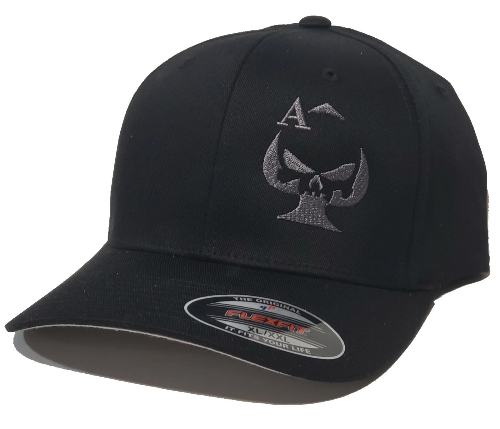 Ace of Spades Sniper Embroidered 2XL XXL 7 3/8 - 8 FLEXFIT Black Cap Hat 6277