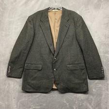 Vintage Evan Picone Blazer Men's 46 Green Houndstooth Tweed Sport Coat USA Made