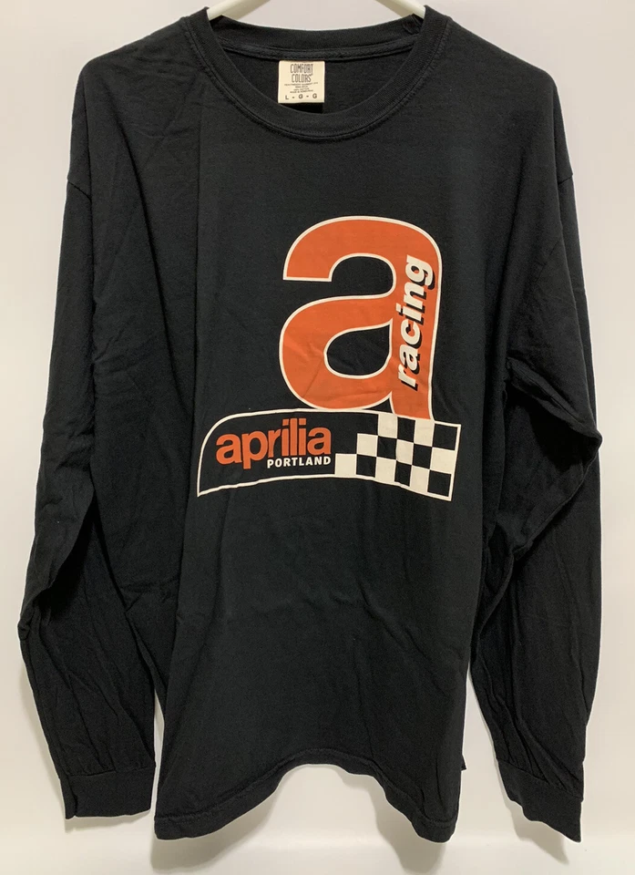 Camiseta Manga Larga Aprilia Racing Portland Logo Diseño Nueva Con Etiquetas Moto Club Negra Nueva de Lote Antiguo Foto 2 de 4
