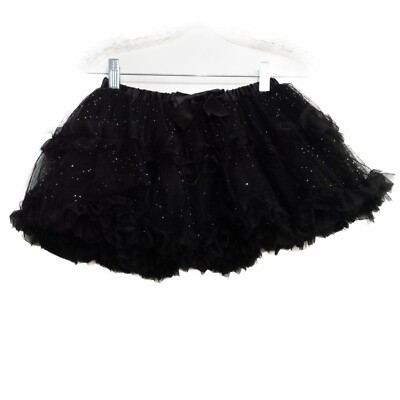 Black Tutu Girls Mini Skirt Glitters Pure Polyester Fluffy Tulle Pull On