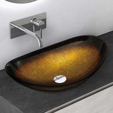 Countertop Basin Bathroom Sink Oval Washbasin Glass Bowl 53x35×16cm