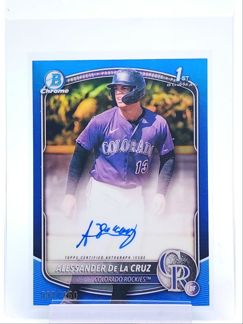 ALESSANDER DE LA CRUZ 2025 BOWMAN CHROME 1ST TRUE BLUE AUTO /150 Q5876