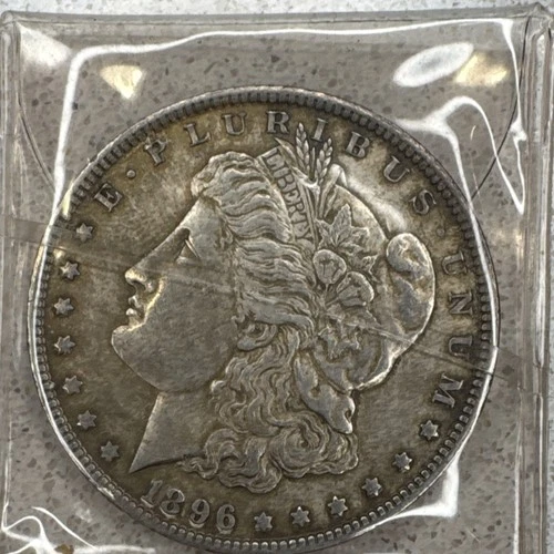 Morgan Silver Dollar 1896 $1 Coin Circulated 0.9 Fineness Uncertified,