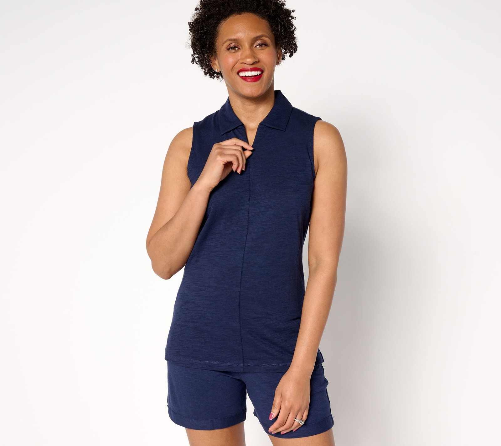 SUNNYLiFE Women's Top Sz S Belle Body by Kim Gravel Slub Knit Half Blue A688050