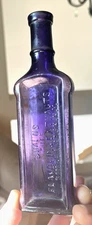 NICE AMETHYST SIMONS FLAVORING EXTRACT BOTTLE BINGHAMTON, NY 1890'S ERA DUG L@@K