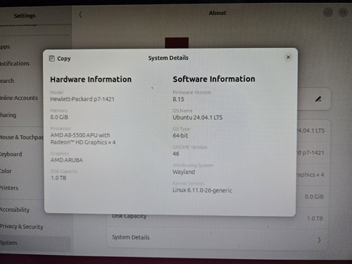 HP Pavilion p7-1421 PC Desktop AMD A8-5500 8GB Ram 1TB Ubuntu Actual Photos - Picture 13 of 14