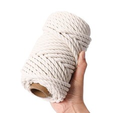 Macrame Cord 8mm X 33yards, Natural Cotton Macrame Rope - 4 Strands Twisted M...