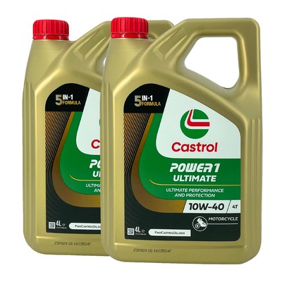 CASTROL Power 1 Ultimate 4T SAE 10W-40 Motorradöl, API SN, JASO MA2, 2x4 Liter