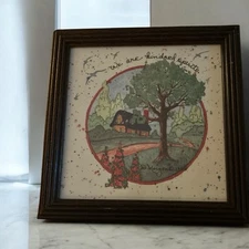 “We Are Kindred Spirits" Friendship Cottage Framed Art D. Morgan 1994 6x6 Inches
