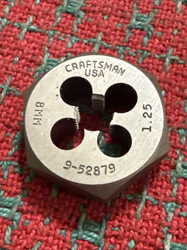 Vintage Craftsman 8 mm x 1,25 Sechskant Schneideisen 1 Zoll OD USA 🇺🇸 NOS - Bild 1 von 5