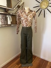 Vintage 70s Flared Army Green Pants Bell Bottoms 28 Waist