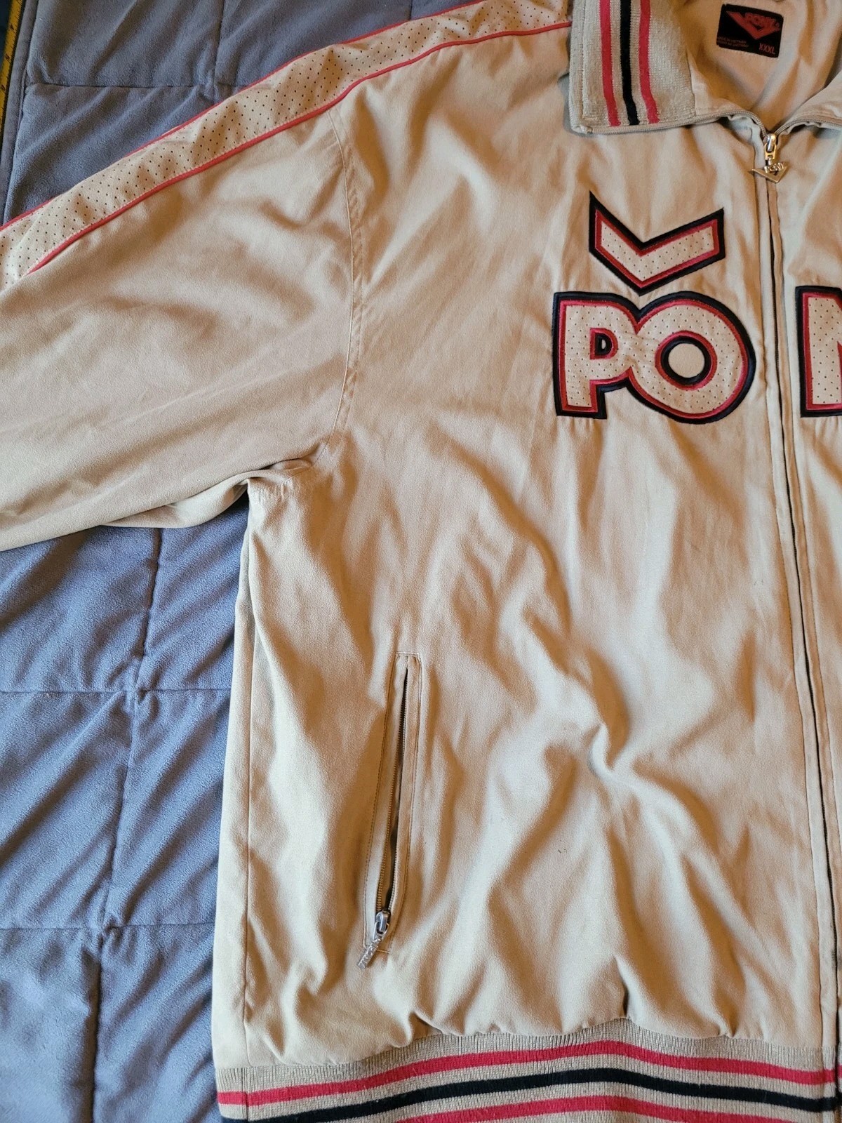 Giacca da pista XXXL 3XL uomo anni 90 PONY tempo libero beige beige zip