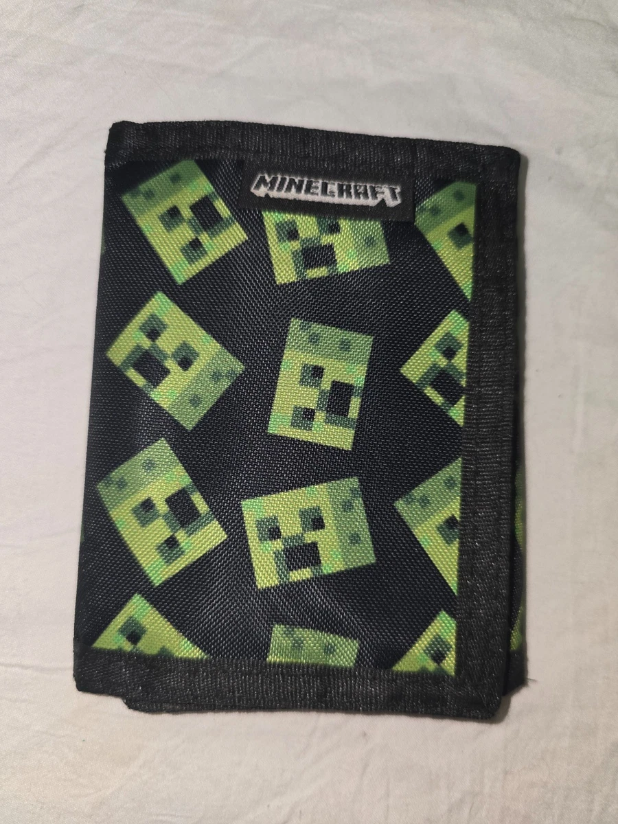 Portafoglio Ufficiale Minecraft Creeper: Tri-Fold In Nylon, Con Tasche Per Monete, Carte E Finestra ID, Multicolore, Licenza Originale