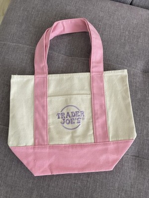 Trader Joe s Mini Pastel Canvas Tote Bag Pink