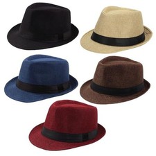 5 Pack Short Brim Fedora One Size 5pack-black blue wine Red coffee beige