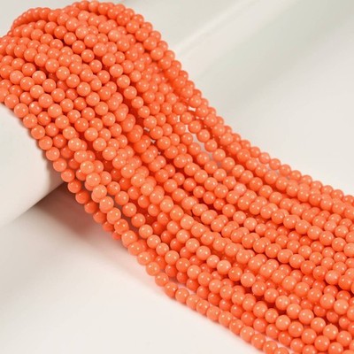 Orange Bamboo Coral Smooth Round Size 4mm 15.5'' Strand (4mm)