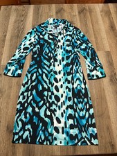 Carole Little Dress, Women's Size 6, Blue Black, Geometric, Long Sleeve Dress