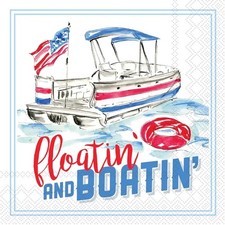 Decoupage Art Craft-Cocktail Size 5" x 5", Floatin' and Boatin', Lake, Summer