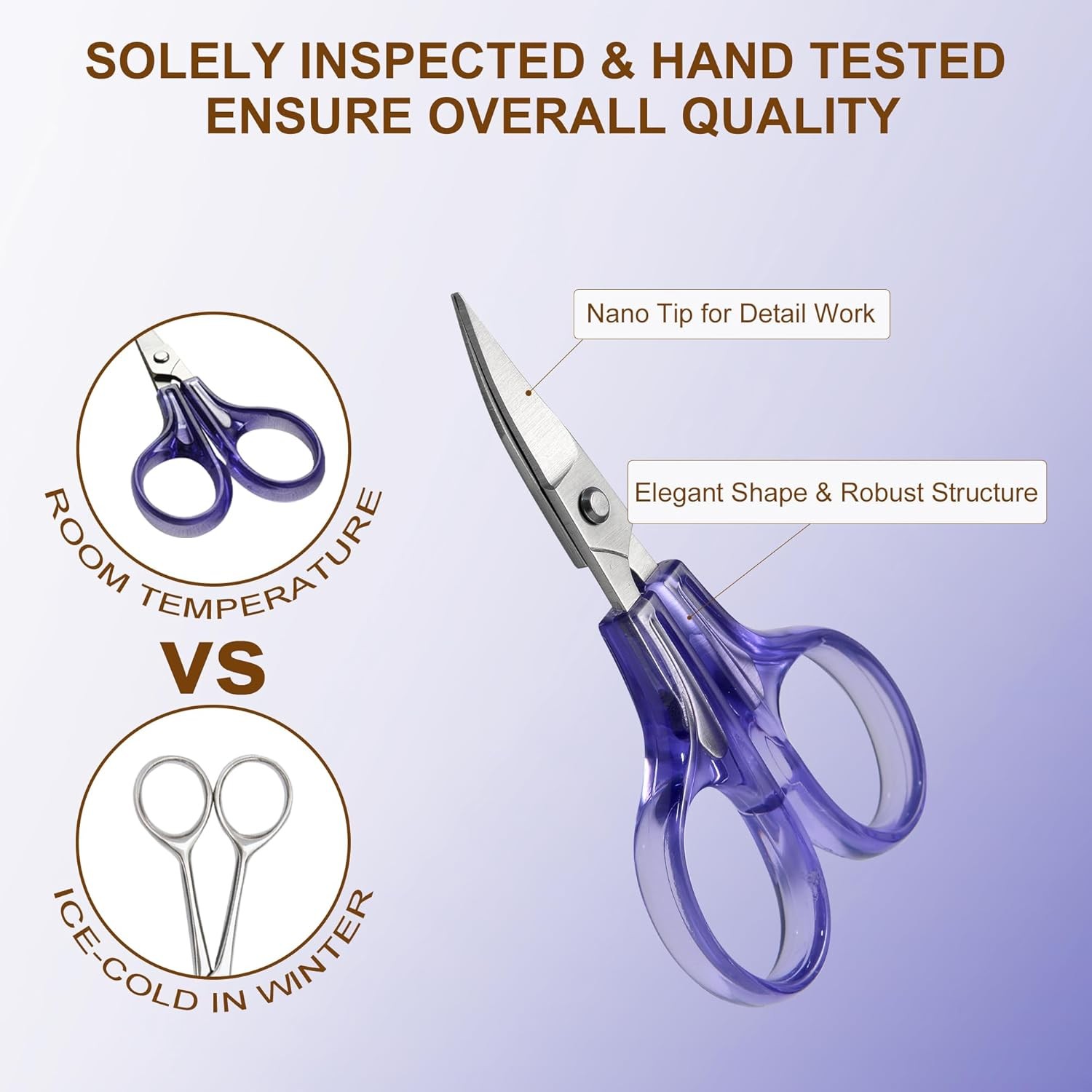Small Travel Embroidery Scissors SetCurved Straight Tip All Purpose for Quilting