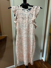 USED Women's Tommy Hilfiger Pink/White Floral Lace Flutter Sleeve Dress Sz 8