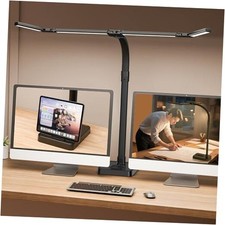 LED Desk Lamp for Home Office - 24W Bright Double Head Desk Light All Black