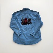 Vintage 1999 Star Wars Lee Sport denim jean shirt embroidered XL Maul Quigon 90s