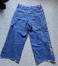 Vintage JNCO Jeans M1198D2 Baggy Wide Leg Carpenter 33W X 30Hems Cut Off Y2K 90s