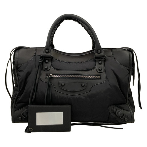 BALENCIAGA The City 115748 Black Nylon Leather Handbag