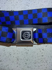 Buckle-Down GENUINE CHEVROLET Blue Black Checkered Seatbelt Belt Buckle Belt GUC