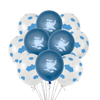 12 Airplane Balloons & Clouds Pilot Birthday Party Baby Shower Flight Attendant