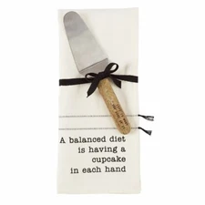 Mud Pie Home Circa Tassel Towel & Server Set "Cupcake in Hand" NEW