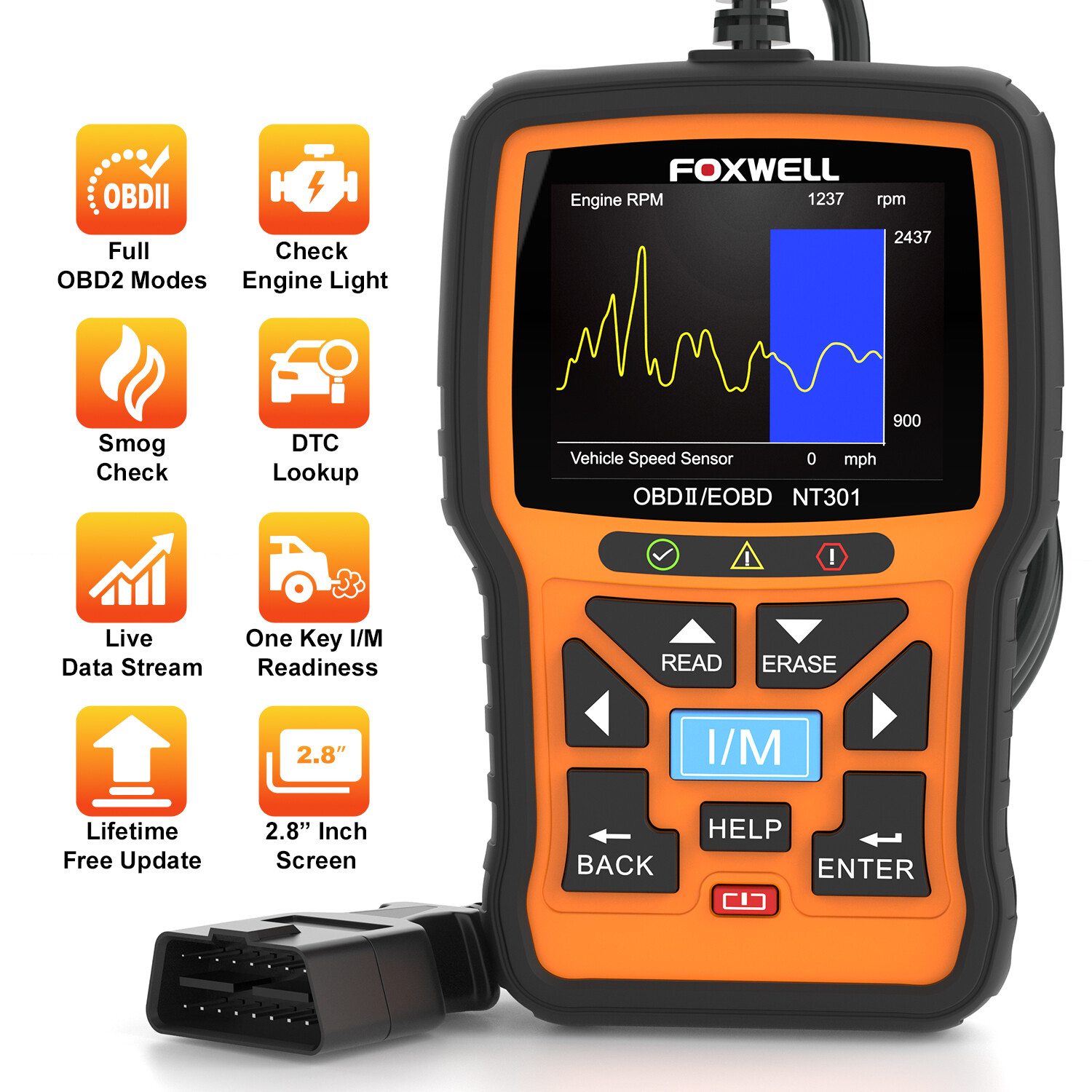 Universal OBDII Scanner Code Reader Check Engine Fault Car Diagnostic Tool US-image