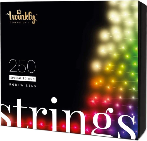 Twinkly Strings – 250 RGB+W Lights String, Black Wire, Plug Type I