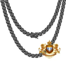 AAA+ Grade High Quality Zirconia 14K Black Gold Unisex 1 Row Tennis Link Chain