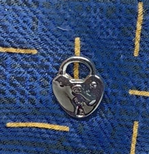 Vintage Tie Tack / Tie Pin Silver Tone Brilliant Heart Shaped Locket Padlock