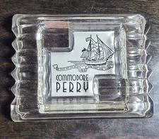Commodore Perry Advertising VTG Glass Ashtray.