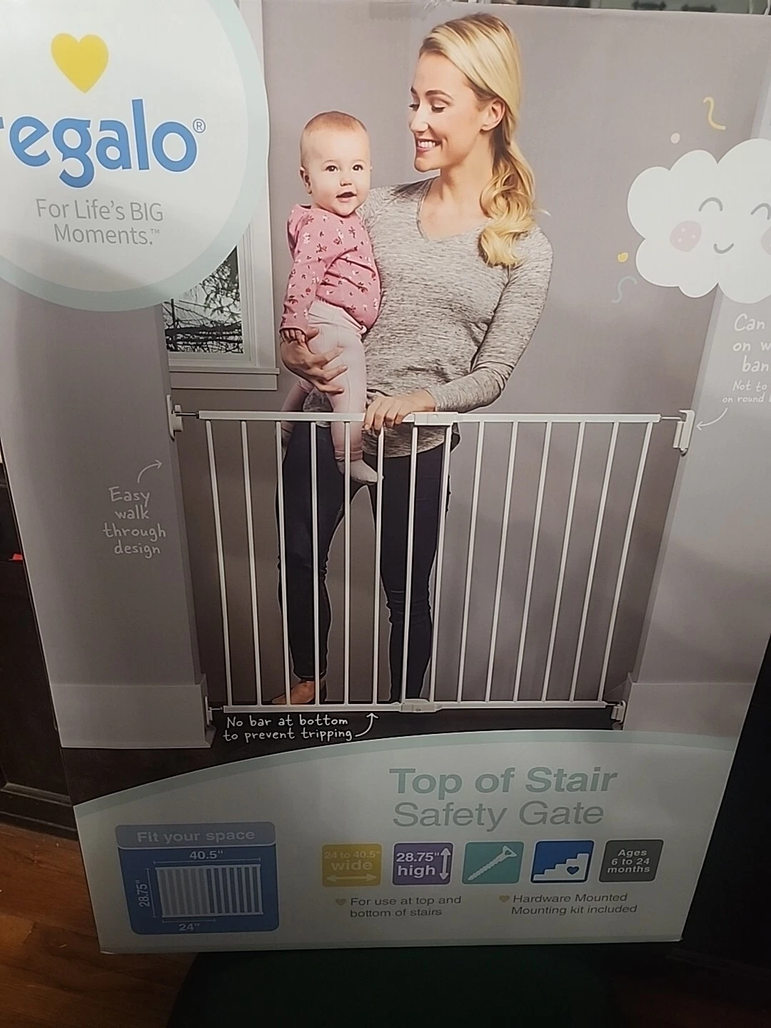 Extra Wide 2-in-1 Stairway & Hallway Baby Safety Gate,28.75"Tall /w Mounting Kit
