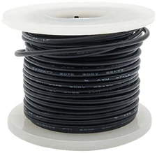 25 Feet Black 22 Gauge Solid Hook-Up Wire, Tinned Copper, PVC Insulation