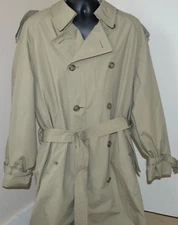 VTG CLIPPER MIST LONDONTOWN CORP TRENCH COAT MENS 44 LONG ZIP IN LINER TAN BELT