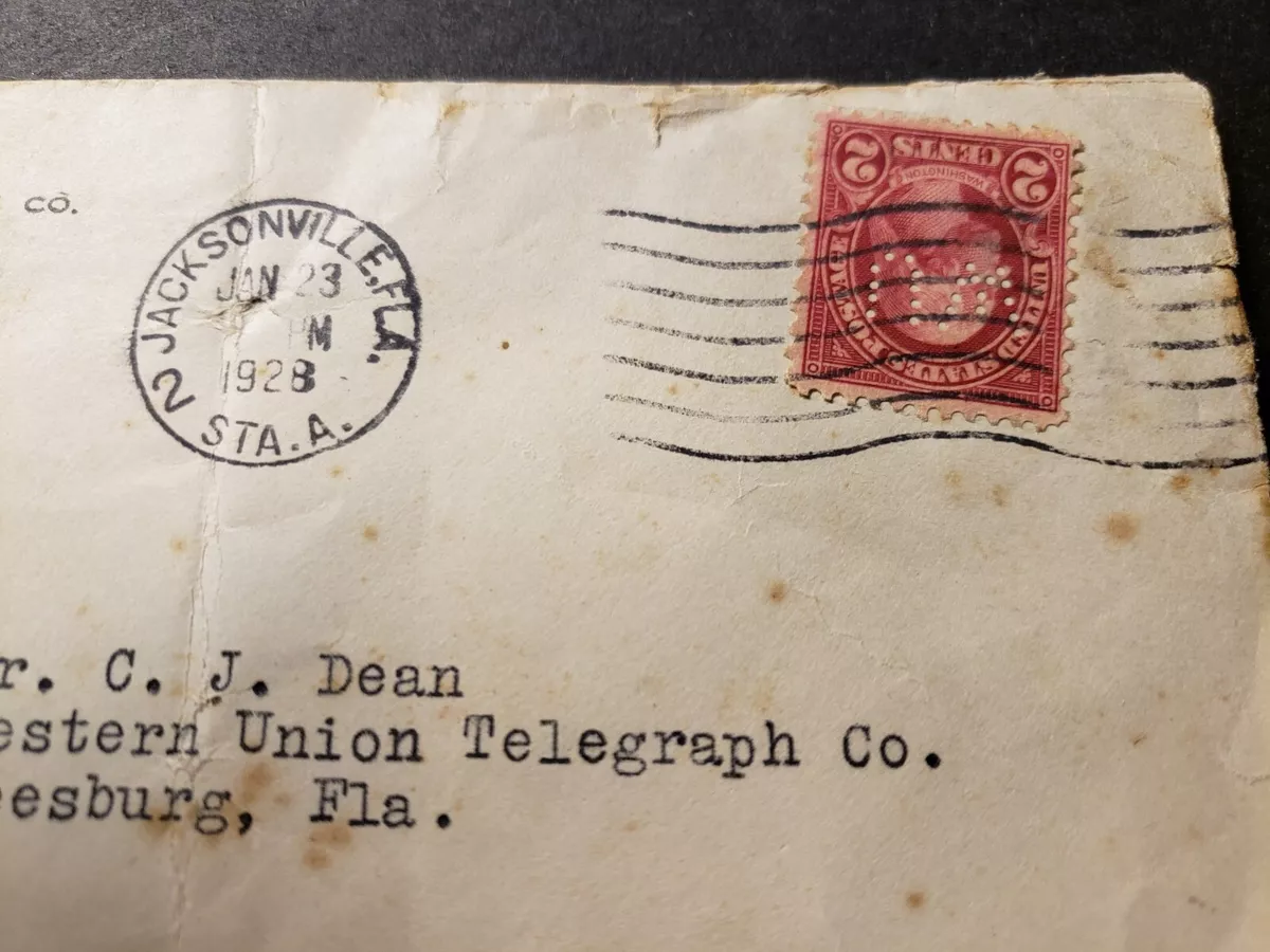 WESTERN UNION TELEGRAPH Co, JACKSONVILLE, FL 1928 Postal Cover w