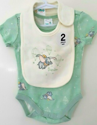 BRAND NEW DISNEY BABY DUMBO COTTON ROMPER BIB
