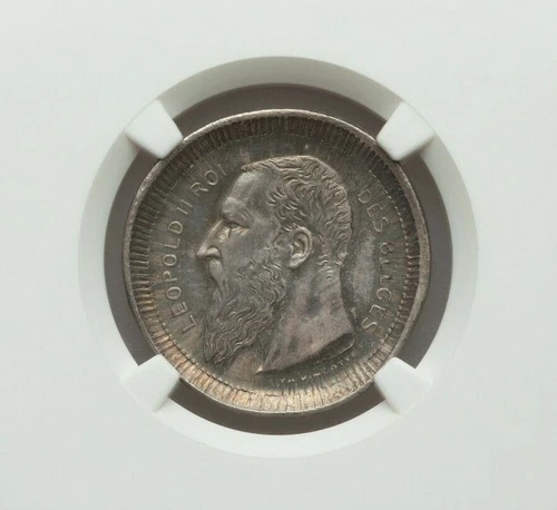 ND(1903) BELGIUM LEOPOLD II SILVER UNIFACE TRIAL FRANC NGC MS-64