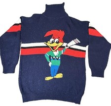 Vintage Walter Lantz Tomboy 1980s Woody Woodpecker Wool Sweater Medium Man Cave